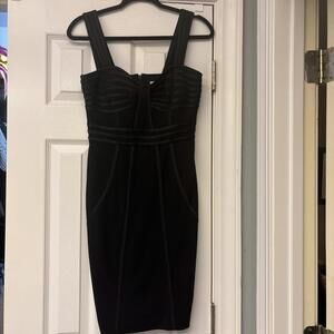 Vintage Cache Black Bodycon Bandage Dress. Size 6. Party Cocktail Evening.